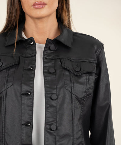 Kut From The Kloth- Julia Coated Black Crop Jacket