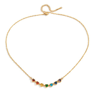 Junie Rainbow Gemstone Heart Necklace