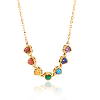 Junie Rainbow Gemstone Heart Necklace
