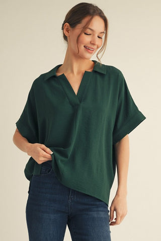 Solid Short Dolman Sleeves Top