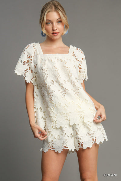 Floral Lace Short Sleeve Top