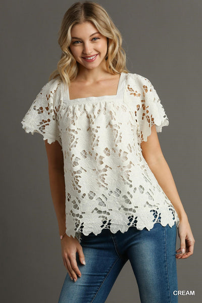 Floral Lace Short Sleeve Top