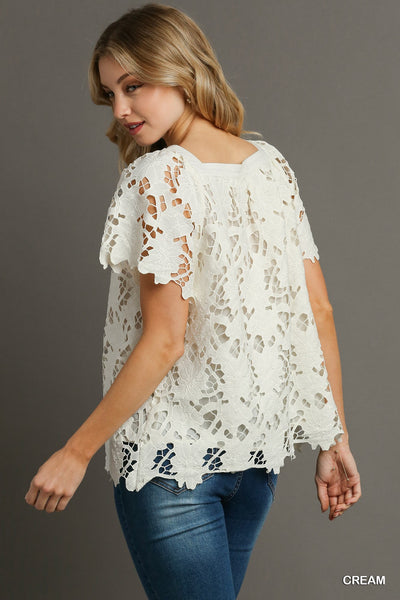 Floral Lace Short Sleeve Top