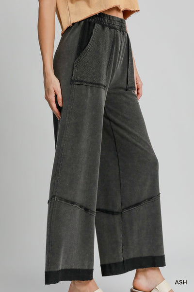 Mineral Washed French Terry Wide Leg Crop Pant