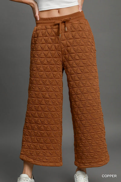 Quinn Quilted Cropped Pants- Copper