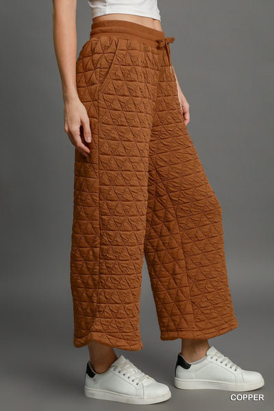 Quinn Quilted Cropped Pants- Copper