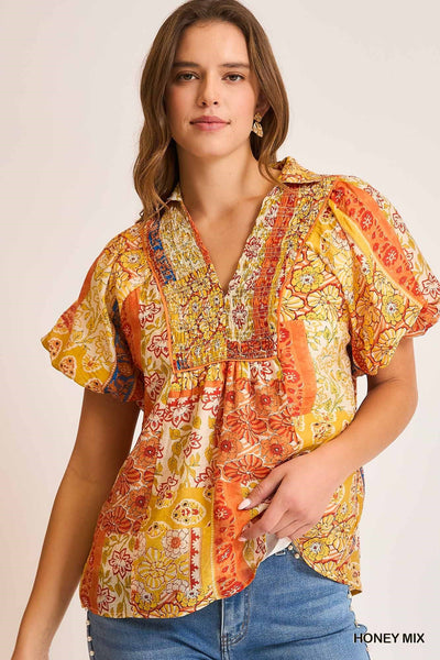 Polly Patchwork Short Sleeve Top