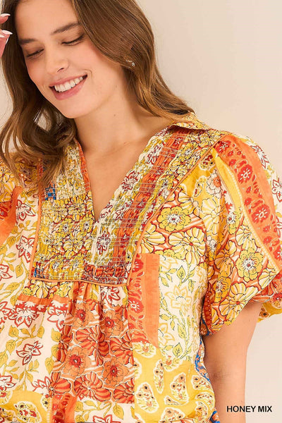 Polly Patchwork Short Sleeve Top