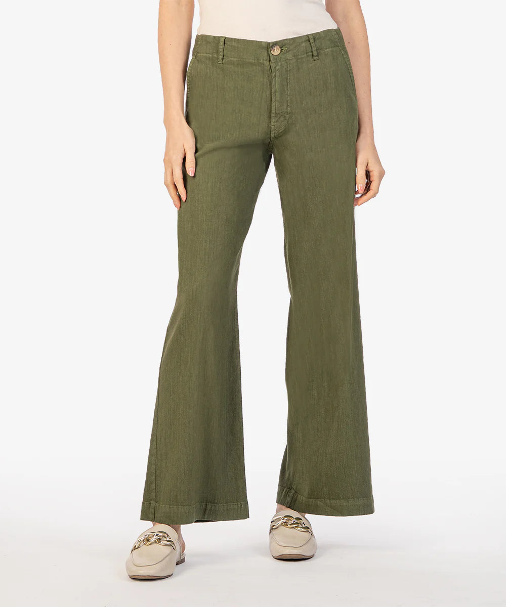 Kut From The Kloth- Meg Linen Wide Leg Pants- Forest