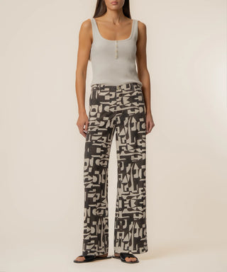 Meg Linen Wide Leg Pant in Chocolate