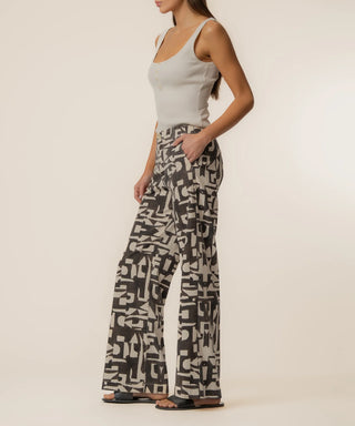 Meg Linen Wide Leg Pant in Chocolate