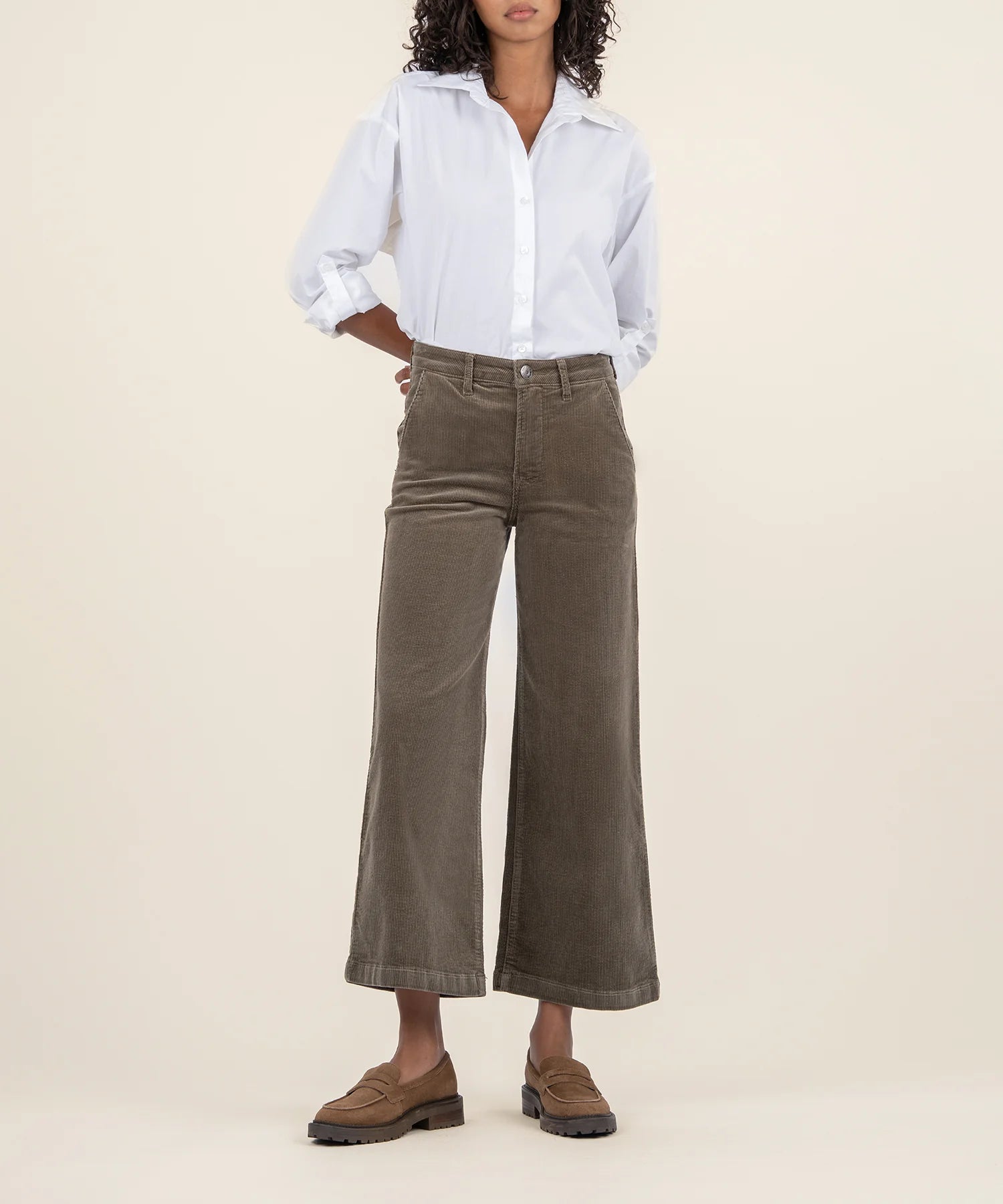 Kut From The Kloth- Meg Corduroy Wide Leg- Olive