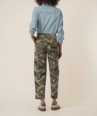 Kut from the Kloth-Ashton High Rise Wide Leg Barrel, Exclusive in Olive