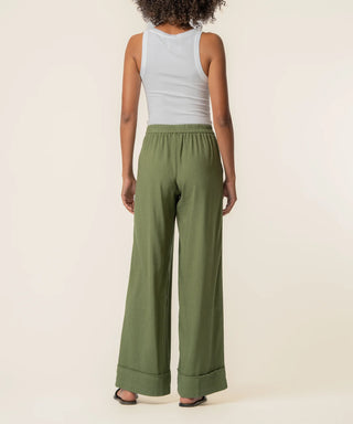 Meg Linen High Rise Linen Wide Leg Pull On Pant