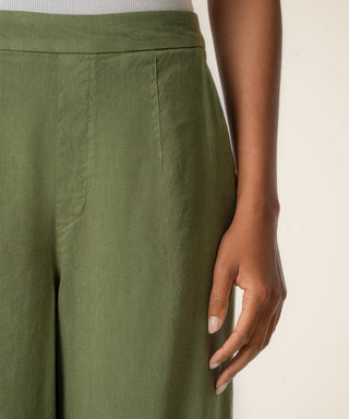 Meg Linen High Rise Linen Wide Leg Pull On Pant