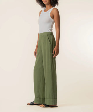 Meg Linen High Rise Linen Wide Leg Pull On Pant