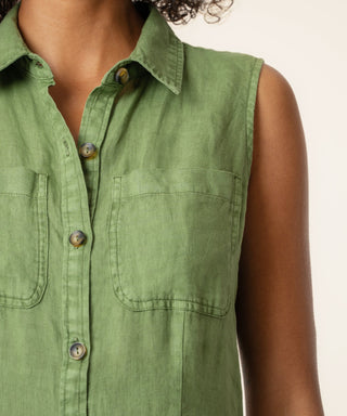 Bowie Linine Dress in Olive