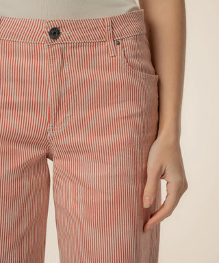 Charlotte Stripe High Rise Wide Straight Leg- Red/Ivory