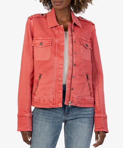 Kut From The Kloth- Amanda Utility Denim Jacket- Strawberry