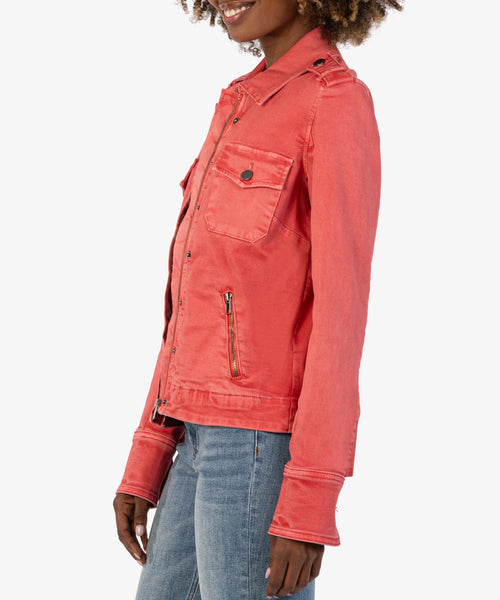 Kut From The Kloth- Amanda Utility Denim Jacket- Strawberry