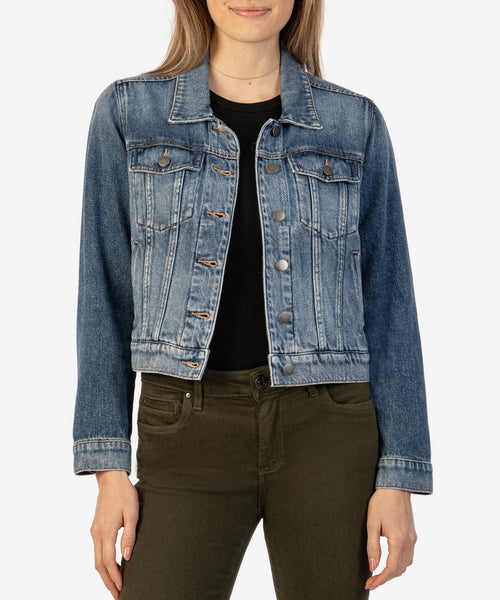 Kut From The Kloth- Julia Denim Crop Jacket- Capitalized Wash