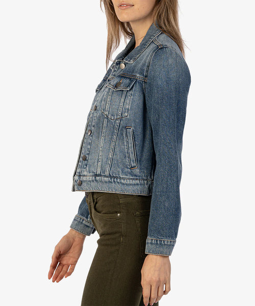 Kut From The Kloth- Julia Denim Crop Jacket- Capitalized Wash