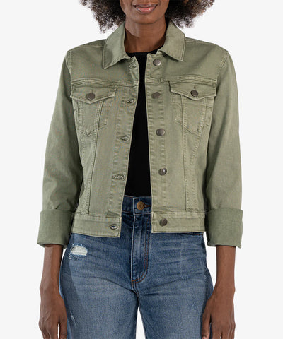 Kut From The Kloth- Julia Denim Trucker Jacket- Celery