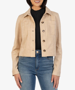 Kut From The Kloth-Matilda Faux Suede Crop Trucker Jacket