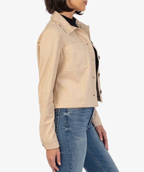 Kut From The Kloth-Matilda Faux Suede Crop Trucker Jacket