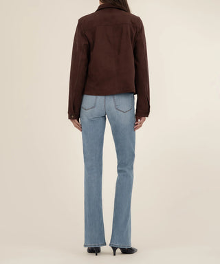 Matilda Crop Trucker Jacket-Chocolate