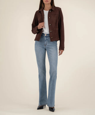 Matilda Crop Trucker Jacket-Chocolate
