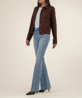 Matilda Crop Trucker Jacket-Chocolate