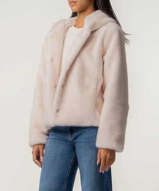 Saskia Faux Fur Jacket in Ivory / Kut From The Kloth