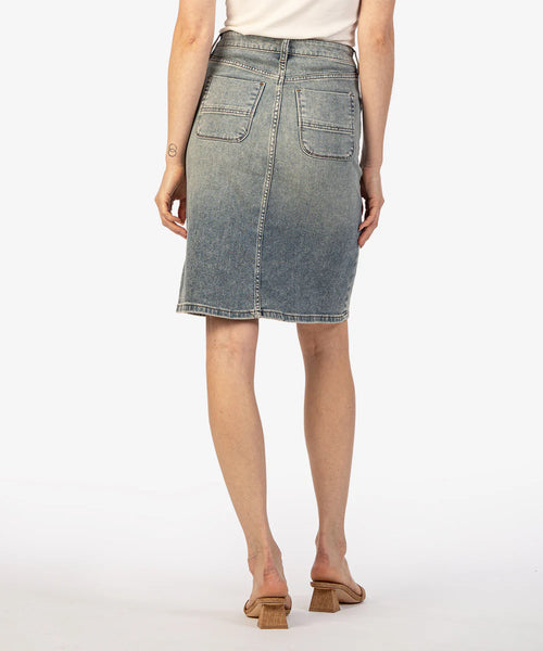 Kut The From The Kloth- Rose Button Front Denim Skirt