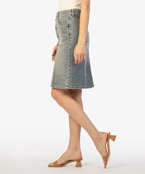 Kut The From The Kloth- Rose Button Front Denim Skirt