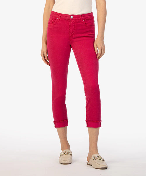 Kut From The Kloth- Amy Crop Straight Leg Roll Up Fray Hem (Brave Fuschia)