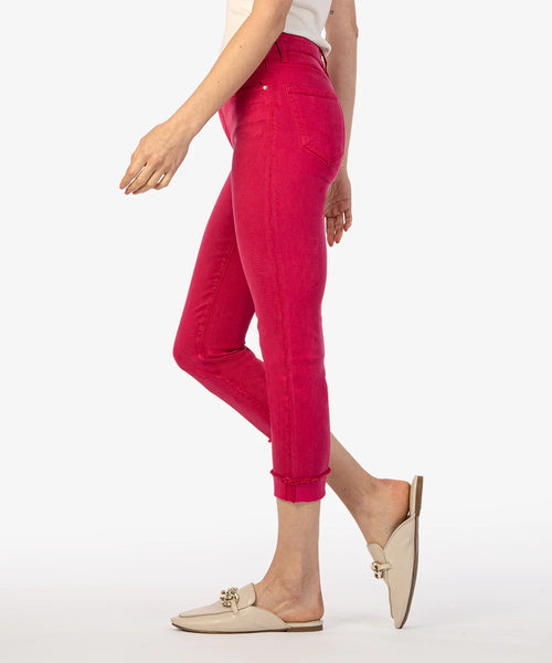 Kut From The Kloth- Amy Crop Straight Leg Roll Up Fray Hem (Brave Fuschia)