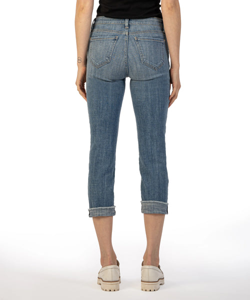 Kut From The Kloth- Amy Crop Straight Leg Roll Up Fray Hem (Gained)