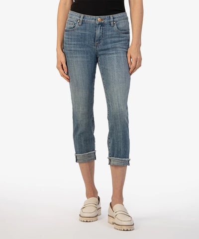 Kut From The Kloth- Amy Crop Straight Leg Roll Up Fray Hem (Gained)
