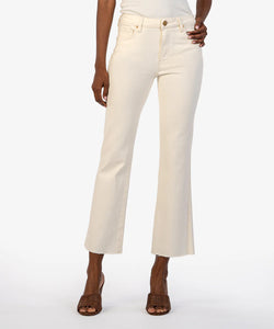 Kut From The Kloth-Kelsey Raw Hem High Waist Ankle Flare Jeans (Ecru)