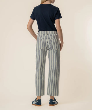 Gwen Stripe Twill High Rise Wide Straight Leg