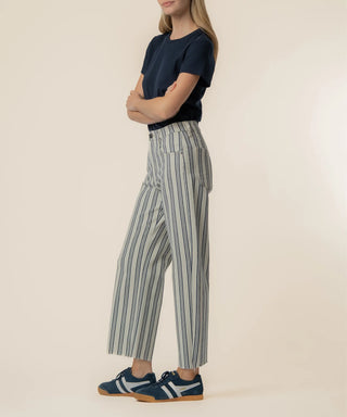 Gwen Stripe Twill High Rise Wide Straight Leg