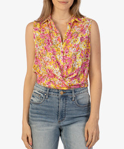 Kut From The Kloth- Renata Floral Front Twist Top