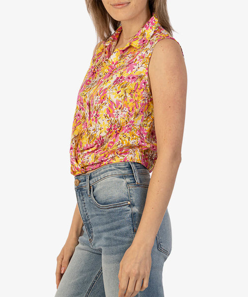 Kut From The Kloth- Renata Floral Front Twist Top