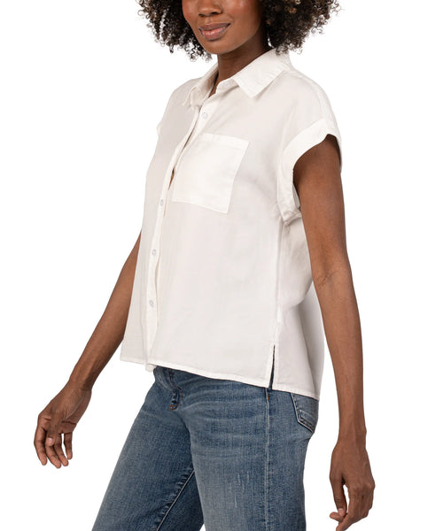 Kut From The Kloth- Mickey Chambray Blouse- Ivory