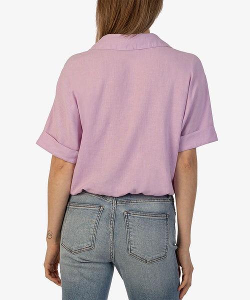 Kut From The Kloth-Rebel Linen Blend Top (Lavender)