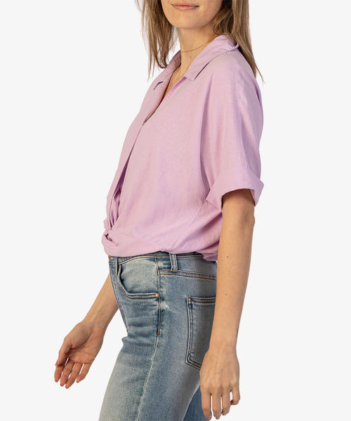 Kut From The Kloth-Rebel Linen Blend Top (Lavender)