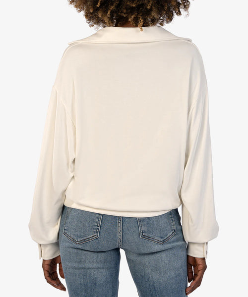 Kut From The Kloth- Audrina Johnny Collar Pullover- Ivory