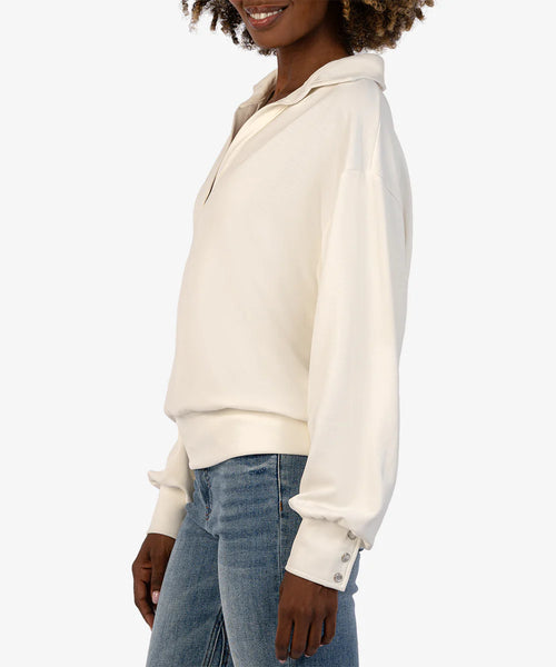 Kut From The Kloth- Audrina Johnny Collar Pullover- Ivory