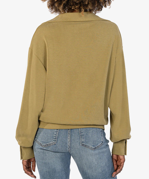 Kut From The Kloth- Audrina Johnny Collar Pullover- Pistachio